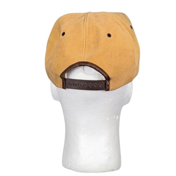 John Deere Vintage Suede Adjustable Snapback Hat 1970s Made In USA Tan & Brown S - Picture 3 of 7